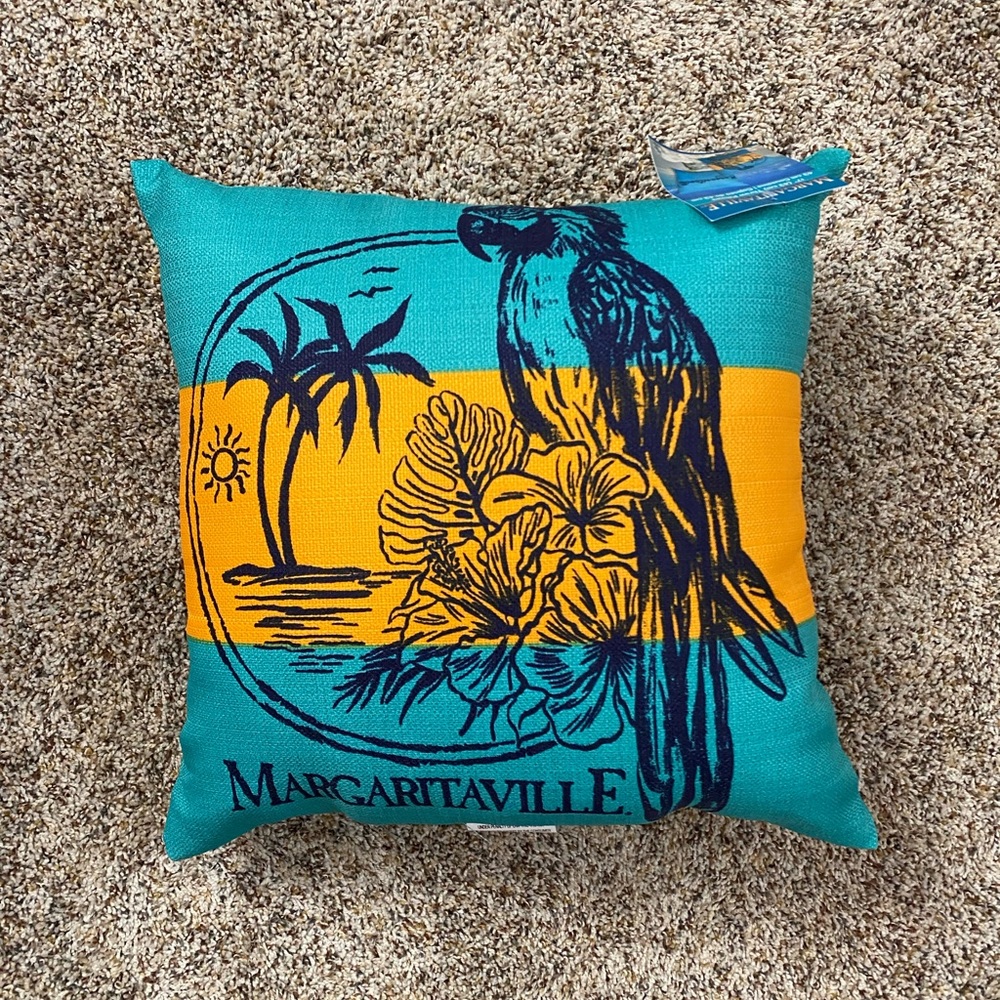 Margaritaville Blue and Yellow Tropical Accent Pillow